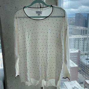 Elle white sweater with black polka dots size XL